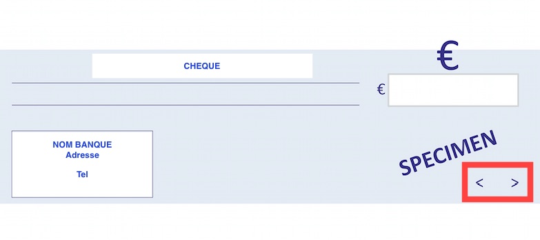Localisation de la clé RLMC sur un chèque de banque